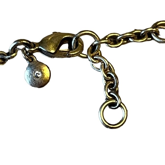 J Crew Antique Look Statement Bib Necklace Gold Peach Blue Rhinestones - Picture 3 of 7